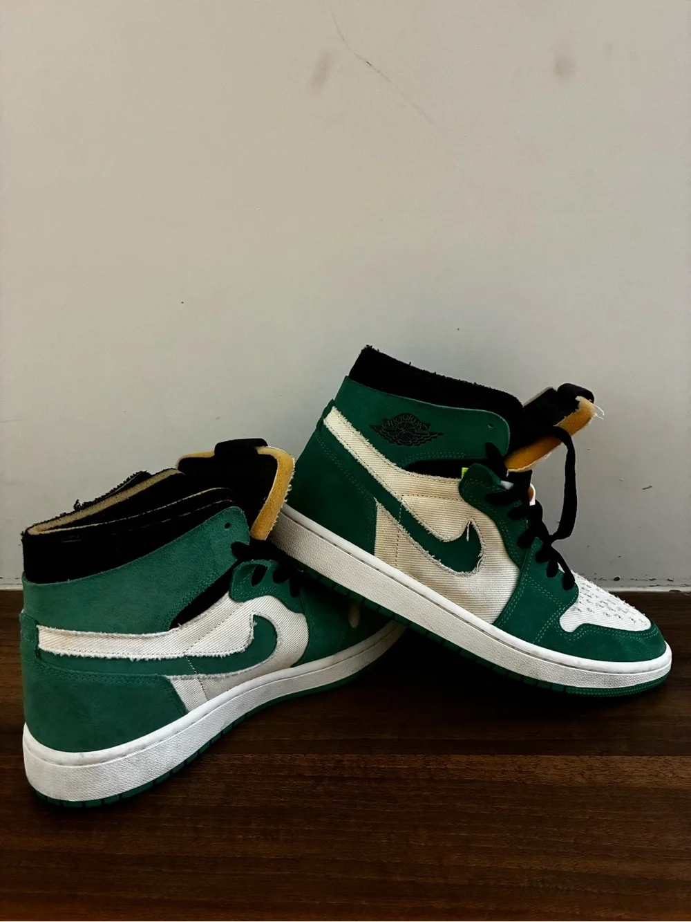 Jordan High-Top Sneakers in Green, White and Black